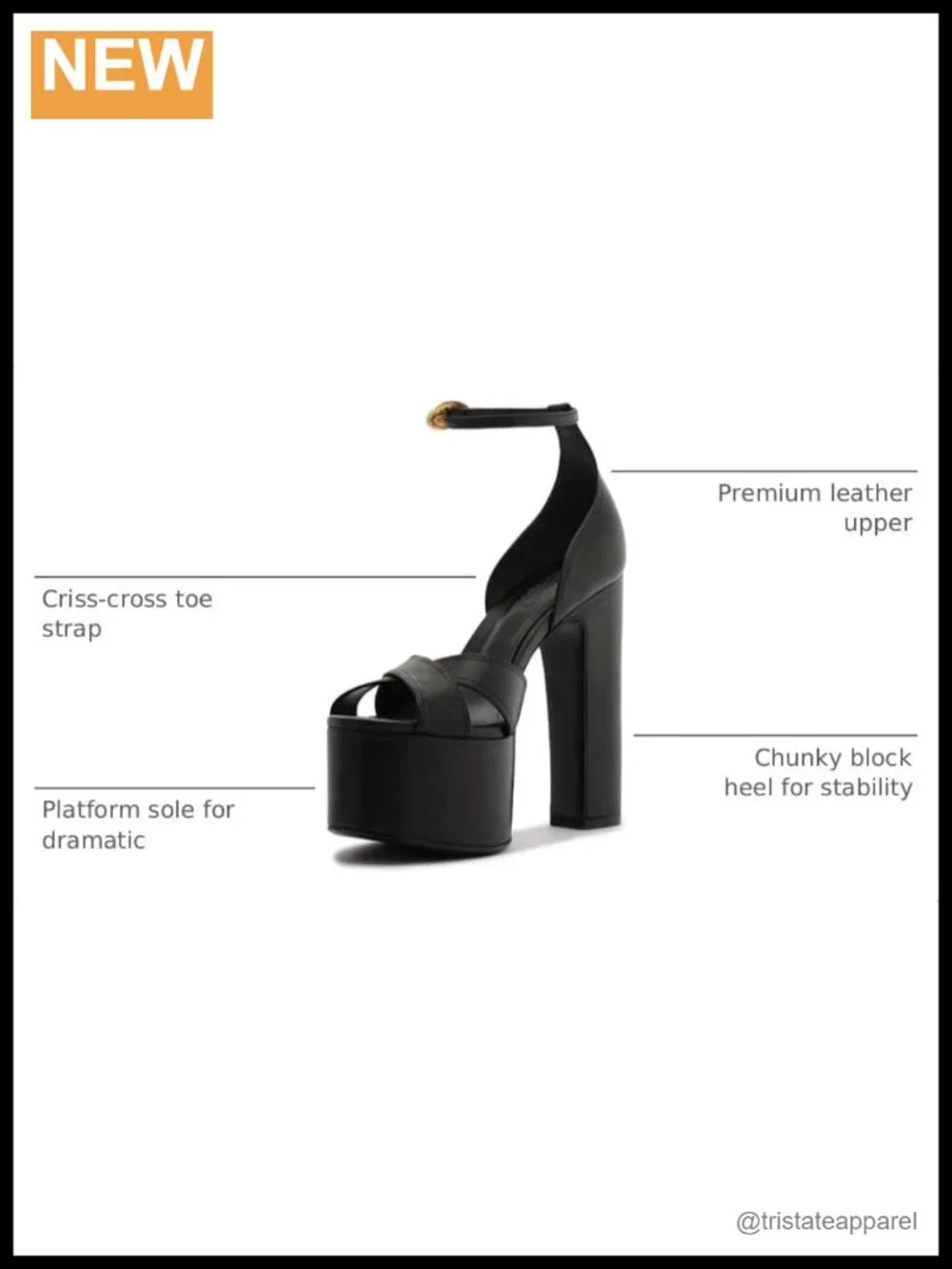 Platform Block Heel Sandal Leather Ankle Strap Evening Party